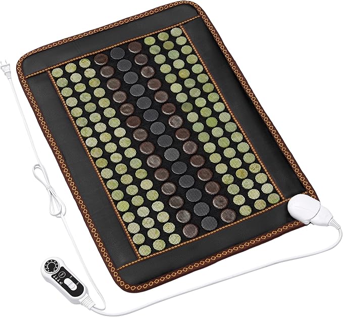 Far Infrared Heating Pad,Natural Jade and 2 Different Tourmaline Heating Pad, Electric Heating Pads for Back Neck Shoulders and Abdomen,Auto Shut Off Function,Father's Day Gifts