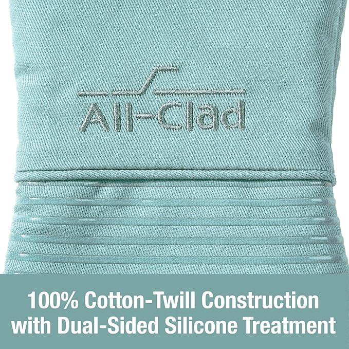 All-Clad Silicone Oven Mitt: Heat Resistant up to 500 Degrees - 100% Cotton & Silicone, 14"x7" Oven Mitt for Kitchen and Barbeque, 1-Pack, Rainfall