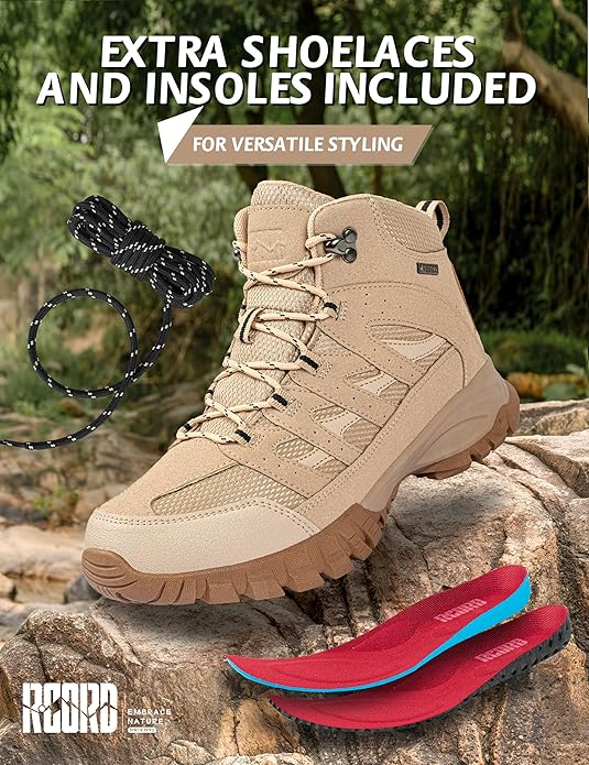 R CORD Hiking Boots Women Waterproof Breathable Non-Slip Womens Hiking Boots Arch Support for Rocky Trails Mountain Climbing & All-Day Comfort