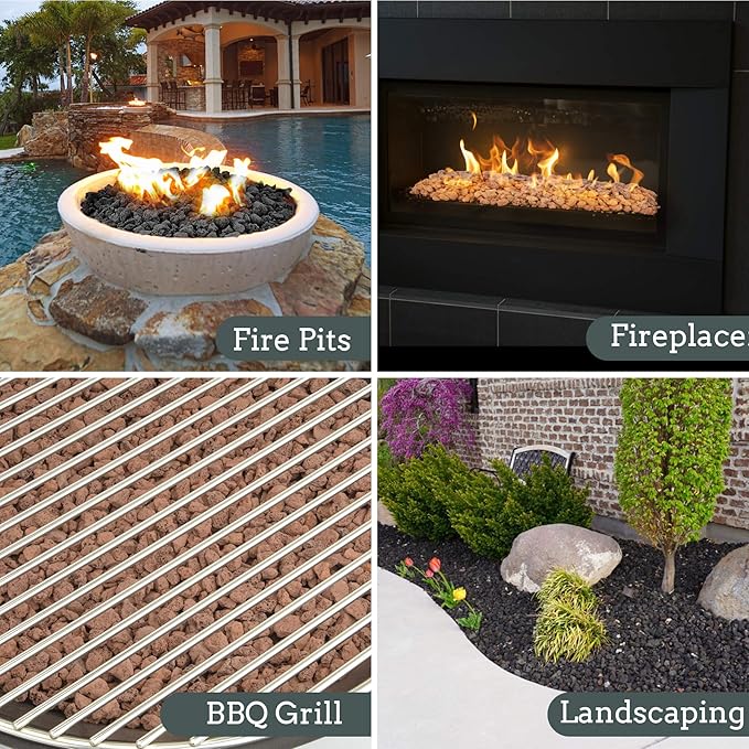 Mr. Fireglass Natural Lava Rock, 0.4"-0.8" Small Volcanic Lava Rock for Indoor & Outdoor Fire Pits, Fireplaces, Fire Bowls & Fire Table, Decorative Garden Landscaping, Potted Plants -10 Pounds, Red