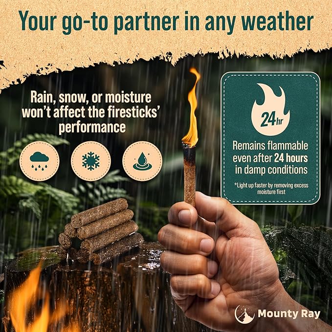 35 pcs Fire Starters for Campfires - Natural Fire Starters Sticks - Water Resistant & Odorless - All-Weather Charcoal Starter - for Indoor and Outdoor Use