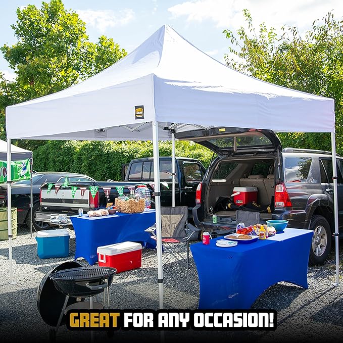 8x8 Heavy Duty Pop Up Canopy - EZ Setup, Commercial Grade Aluminum Frame, 42โ Folded Frame Height, UPF 50+, Adjustable Portable Tent for Beach, Events, Camping, Roller Bag (Black)