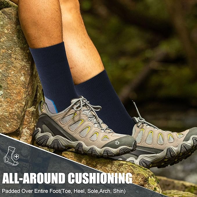 ZEAL WOOD Merino Wool Crew Hiking Socks for Women And Men with Full Cushion Moisture Wicking Walking Work Boot Socks
