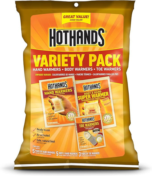 HotHands Toe, Hand, & Body Warmer Variety Pack - Long Lasting Safe Natural Odorless Air Activated Warmers