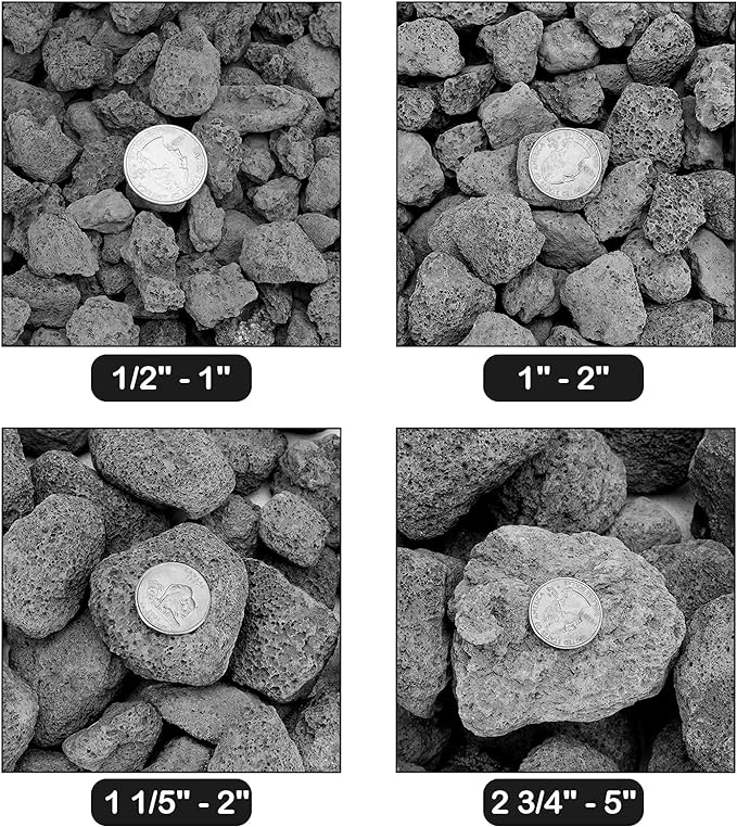 Stanbroil 10 Pounds Black Lava Rock Granules, Decorative Landscaping for Fire Bowls, Fire Pits, Gas Log Sets, Indoor or Outdoor Fireplaces(1 1/5" - 2")