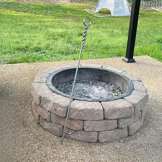 Fire Poker for Fire Pit Outdoor 40in Twisted Rope Design 316 Stainless Steels Fireplace Poker for Fire Pit, Handmade Fire Pit Poker for Firewood Log Coals Campfire Wood Stove, Outdoor and Indoor Use