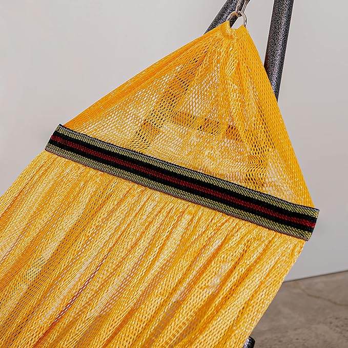 Best Home Fashion Hammock for 2 Persons with Collapsible Steel Stand 600 lbs Capacity- Portable Carrying Case, Adjustable, Perfect for Camping Beach Patio, EZ Daze Foldable Hammock with Stand- Yellow
