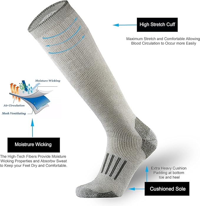 ONKE Max Full Cushion Knee High Socks for Men Steel Toe Work Boot Over the Calf OTC Moisture Wicking Thermal Hiking Hunting