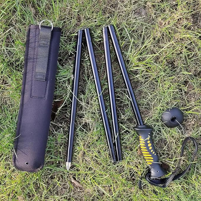 Aventik Fold-able Wading Staff Water Depth Safety Warning Sign Coated Stainless Steel Core T7075 Aluminum Body Corrosion Resistance