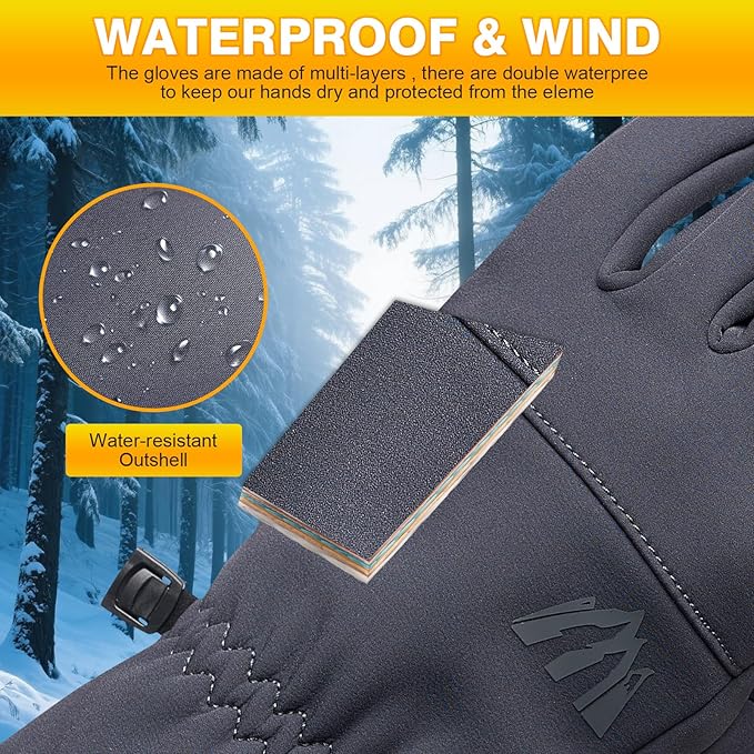 Moon Kitty Women’s Winter Waterproof Running Gloves Windproof Thermal with Touchscreen Fingers Cold Weather Gloves for Women