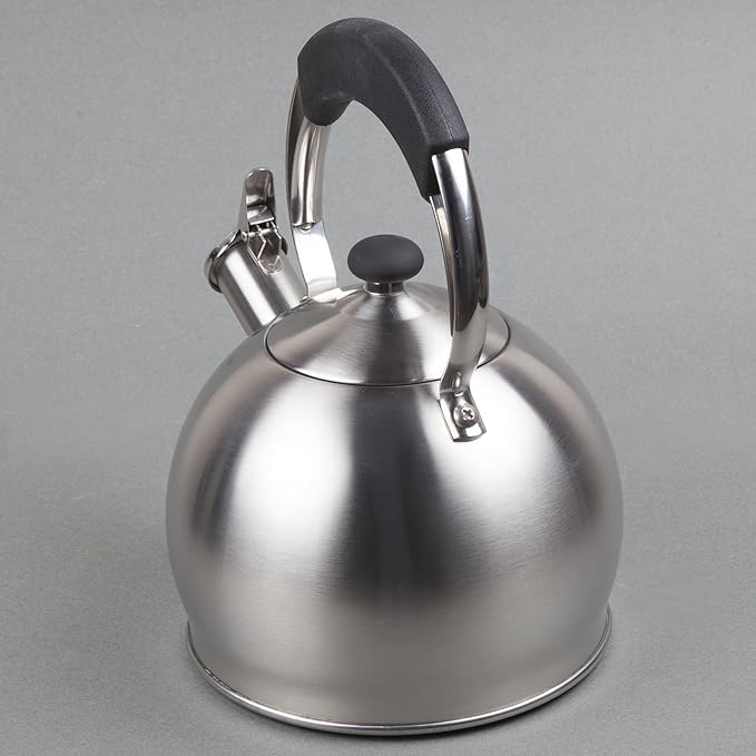 Creative Home 2.6 Qt Heavy-Duty Stainless Steel Whistling Tea Kettle, Durable Heat‑Efficient Water Boiler with Steam Whistle and Heat-Resistant Handle, Induction‑Safe Kitchen Pot and Stylish Gift