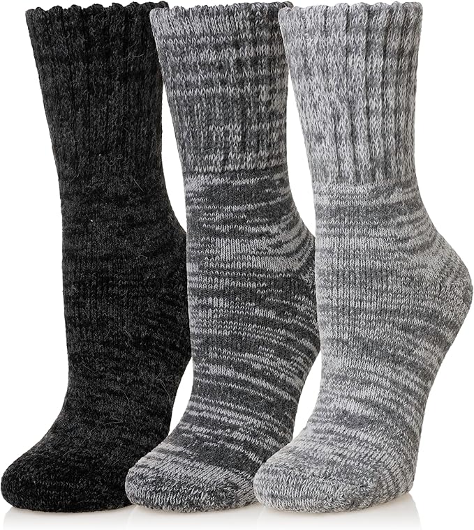 Eyean Merino Wool Socks Thermal Winter Ski Warm Thick Cozy Boot Hiking Socks for Women Men 3 Pairs