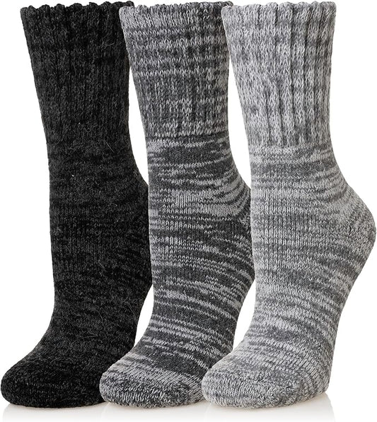 Eyean Merino Wool Socks Thermal Winter Ski Warm Thick Cozy Boot Hiking Socks for Women Men 3 Pairs
