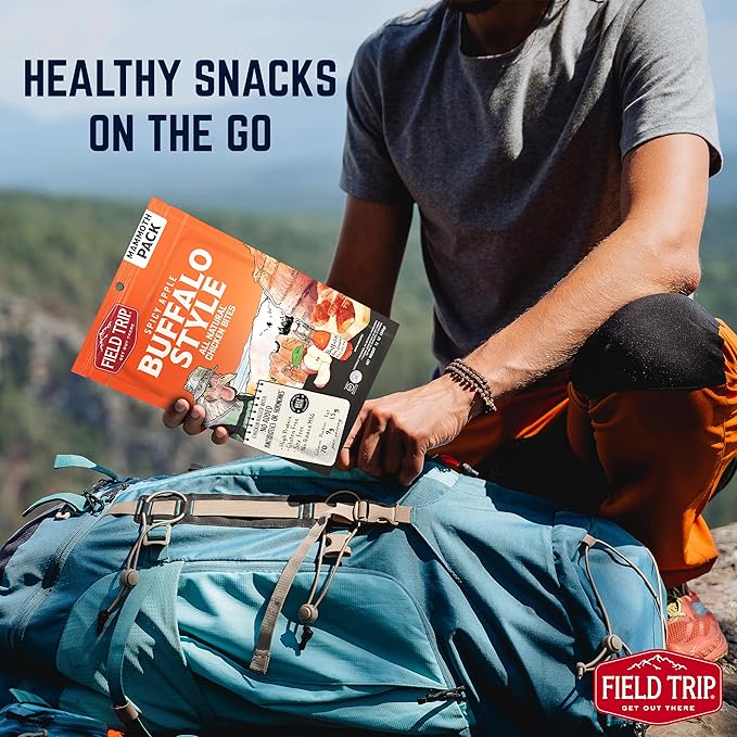 Field Trip Chicken Jerky Bites, All Natural and Gluten Free, Keto and Paleo-Friendly Healthy Snack, Low Calorie, High Protein Snacks with No Nitrates, 12oz Bag, Spicy Buffalo Style