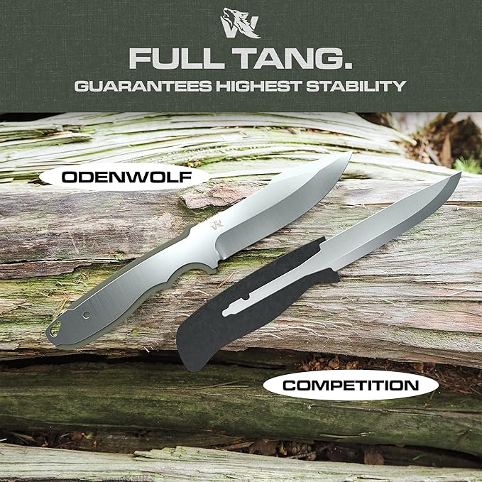 WOLF-II Full Tang Survival Knife with Sheath and Multi Lok - Strong Tactical Fixed Blade - Made of D2 Steel - Bushcraft and Camping Knife - EDC Outdoor Knife with TPE Handle