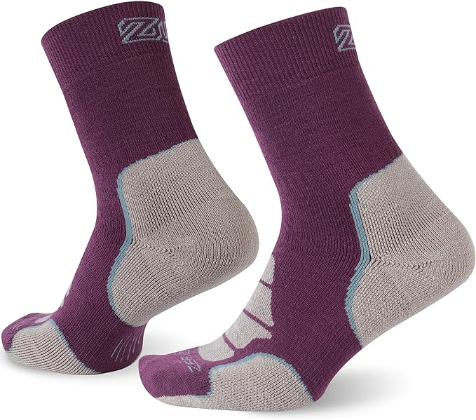 ZEAL WOOD Merino Wool Crew Hiking Socks for Women And Men with Full Cushion Moisture Wicking Walking Work Boot Socks