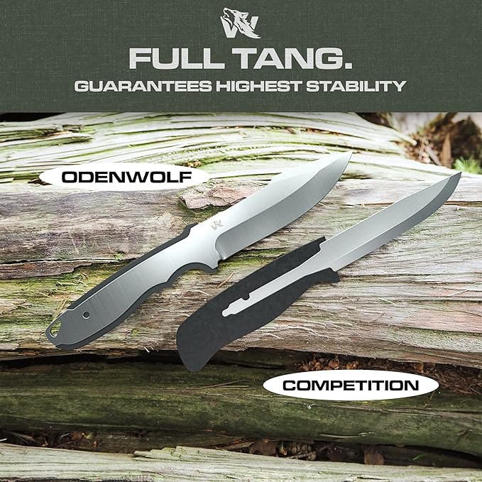 WOLF-II Full Tang Survival Knife - Strong Tactical Fixed Blade - D2 Steel - Bushcraft, Camping & EDC Outdoor Knife with TPE Handle and Multi Lok Sheath