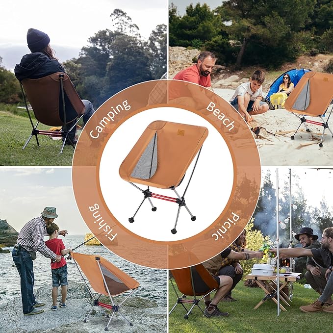 Naturehike YL08 Ultralight Camping Chair, 2.38 LBS Portable Backpacking Chair with Anti-Sinking Feet, Lightweight Compact Folding Hiking Camp Chair