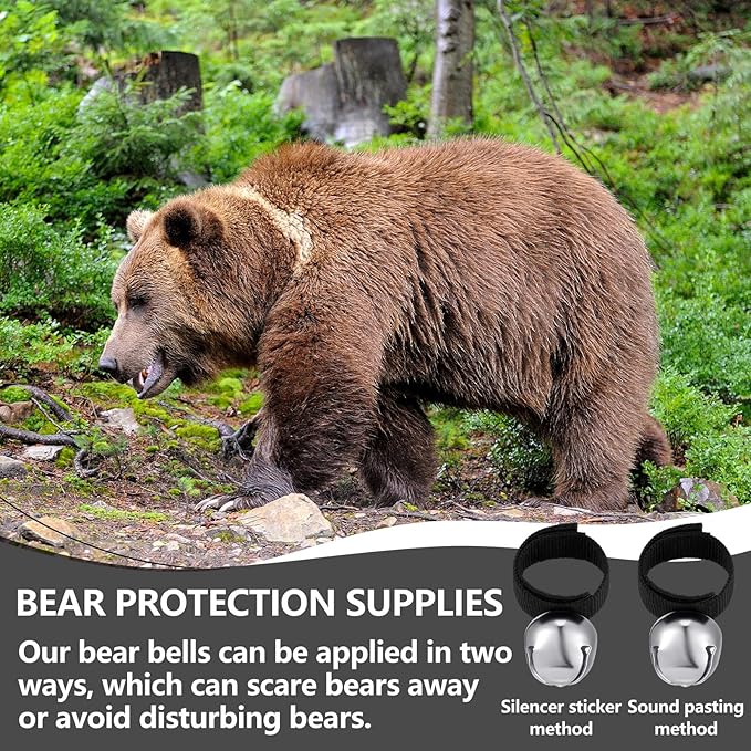 4 Sets Bear Bells with Whistle for Hiker, Loud Bear Bell with Emergency Whistle, Bear Bells for Hiking, Outdoor Camping, Survival, Biking, Fishing, Climbing, Hunting, Pet Tracker