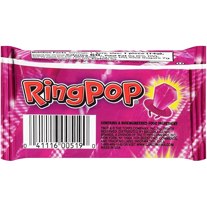 Ring Pop Purple Halloween Candy Lollipops, 30Ct Bulk Individually Wrapped in Very Berry Punch Flavor, Full Size, Fun Candy For Birthday, Party Favors, Trick or Treat, Halloween Bowls, Gifts For Kids