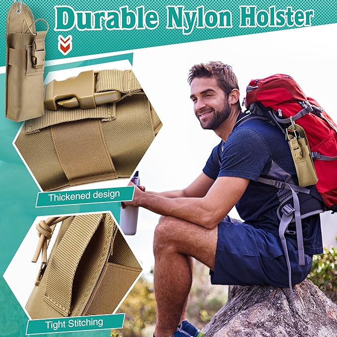Bear Spray Holster with Quick Release Buckle (Spray Not Included), Nylon Holster with Hook & Loop for 7.9 & 9.2fl Oz Canister, Portable Pouch & Elastic Cord Design for Hiking Camping, Outdoor