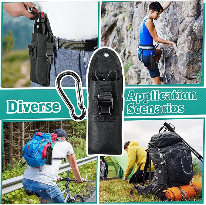 Bear Spray Holster with Quick Release Buckle (Spray Not Included), Nylon Holster with Hook & Loop for 7.9 & 9.2fl Oz Canister, Portable Pouch & Elastic Cord Design for Hiking Camping, Outdoor