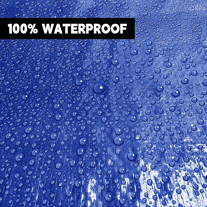 Tarp 15x30 ft 100% Waterproof Uv Resistant High Durability Multipurpose 5mil Blue Tarp for Covering Courtyards, Cars, Camping, Gardens, Pet Nests -by MVPNET
