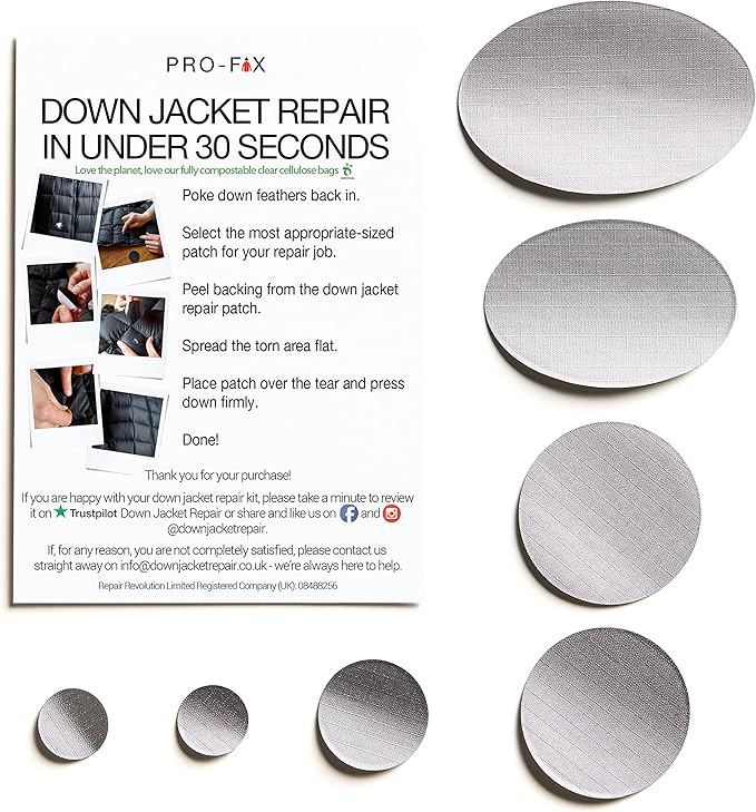 Self-Adhesive Waterproof Repair Patch Kit - 30-Second Fix for Down Jackets, Tents, Sleeping Bags, Backpacks, Outdoor and Camping Gear - Pre-Cut Nylon, Multiple Colors (Silver)