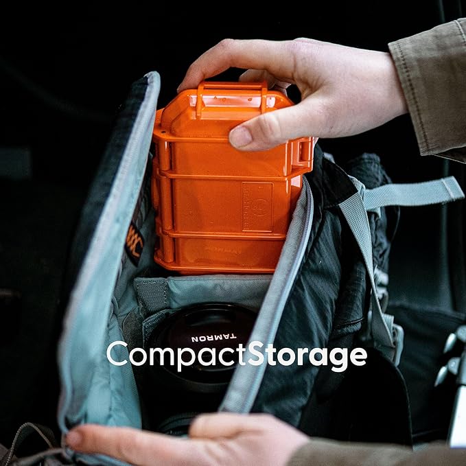 Evergreen ToughBox Tech Organizer – For Camera, Cables, Hard Drives, Compatible with GoPro etc. (Small, Rubber Boot, Clear)