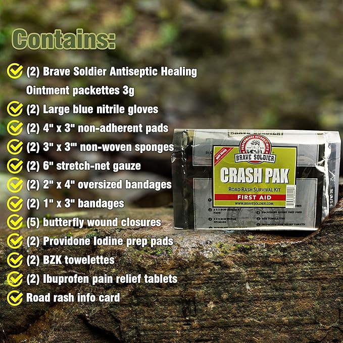 Cyclist First Aid Kit – Antiseptic Healing Ointment, Bandages, Pain Relief for Road Rash, Cuts, Scrapes and Burns