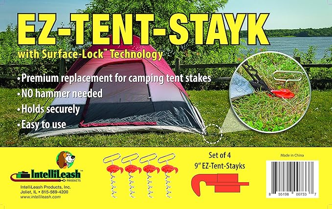 EZ-Tent-Stayk (4 Pack): Secure Stakes for Tents, Canopies, & More - No Hammer Needed!