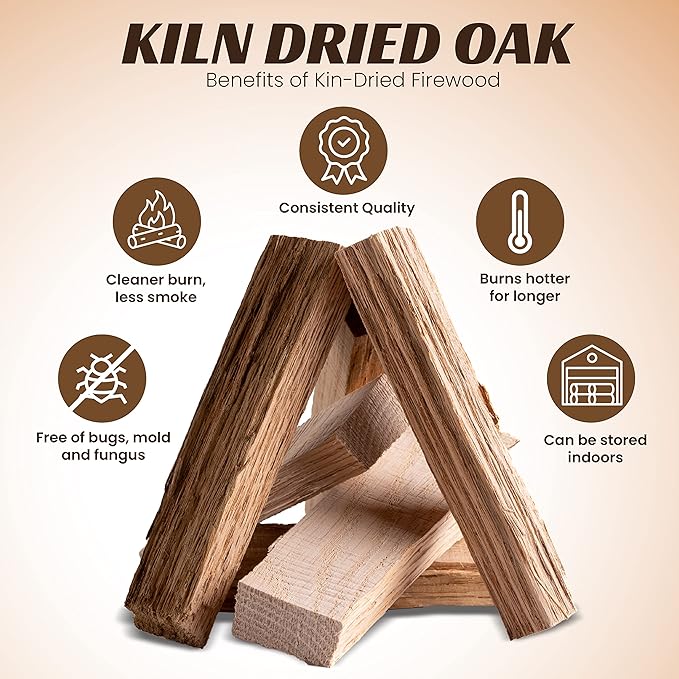 Fire Wood for Pizza Oven - Oak Mini Firewood for Solo Stove, Certified Kiln Dried for Hot Burning, All Natural, 10lbs with Firestarters Included, Perfect for Camping, Cooking, Outdoor