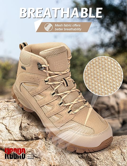 R CORD Hiking Boots Women Waterproof Breathable Non-Slip Womens Hiking Boots Arch Support for Rocky Trails Mountain Climbing & All-Day Comfort