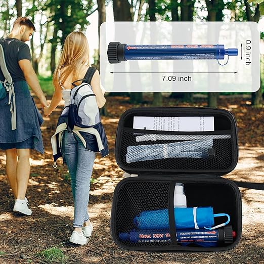 Water Filter Straw Navy Blue Water Filter Straw Kit Outdoor Portable Personal Water Filter Straw Water Purifier Survival Gear and Equipment for Hiking Camping Travel
