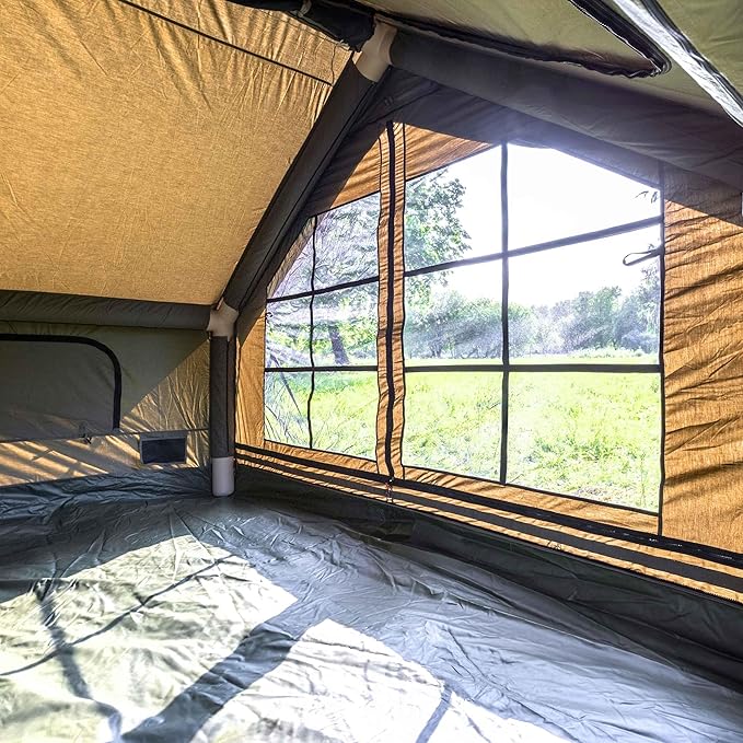 Panda Inflatable Tents for Camping with Stove Jack, Canvas Blow Up, Easy Setup Inflatable Tent, Waterproof Hot Inflatable Outdoor House, Casa de Campaña with Hand Pump