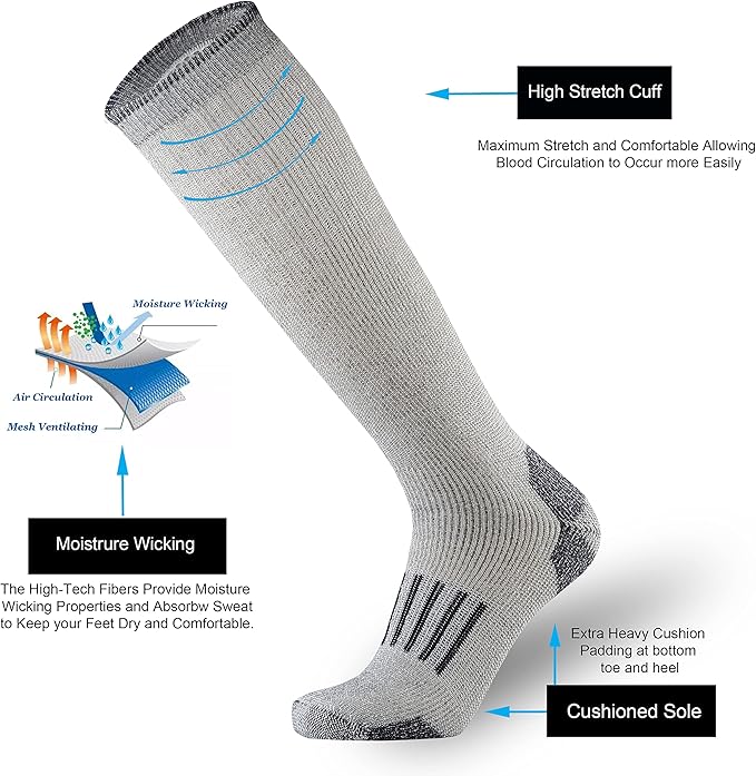 ONKE Max Full Cushion Knee High Socks for Men Steel Toe Work Boot Over the Calf OTC Moisture Wicking Thermal Hiking Hunting