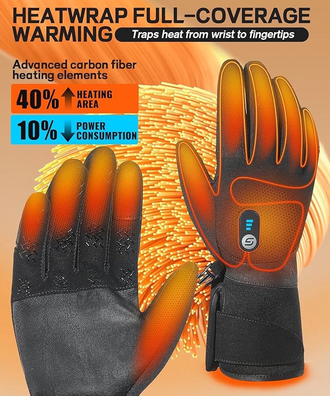 JS LifeStyle Heated Gloves for Men Women HG-05,7.4V 3000mAh Rechargeable Battery Wear-Resistant Heated Work Gloves with Touch Screen and Light-Off Design for Winter Driving Cycling Motorcycle