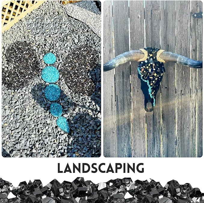 10 Pounds Fire Glass 1/4 Inch High Reflective Tempered Firepit Glass Rocks for Fireplace, Fire Pit Table, Fire Bowl and Landscaping (Onyx Black)