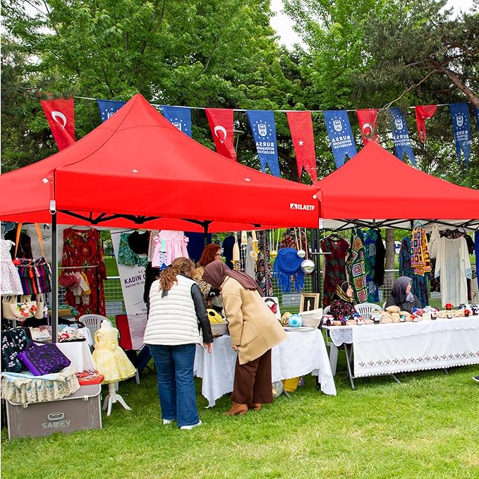 10x10 Canopy Replacement Top for Pop Up Canopy Tent - 4 Drainage Holes,10x10ft Canopy top Suitable for Most of The Standard Canopy(top only) (Red)
