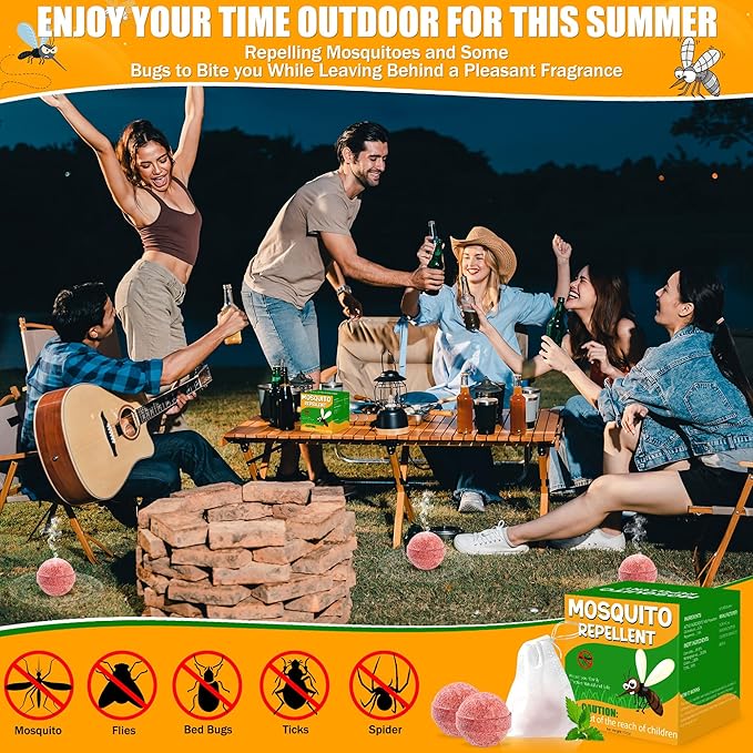 24 Pack Mosquito Repellent Outdoor Patio - Front Door Mosquito Repellant Balls Keep Mosquitoes Away from Door Patio, Indoor Outdoor Anti Mosquito Repellent for Yard Home Patio Travel Camping