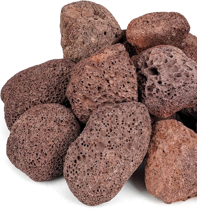 Mr. Fireglass Lava Rock Granules, 2.75"-5" Large Volcanic Lava Rock for for Fire Pits, Fire Bowls, Fire Table and Gas Log Sets, Decorative Landscaping, Indoor & Outdoor Fireplaces - 10 Pounds, Red