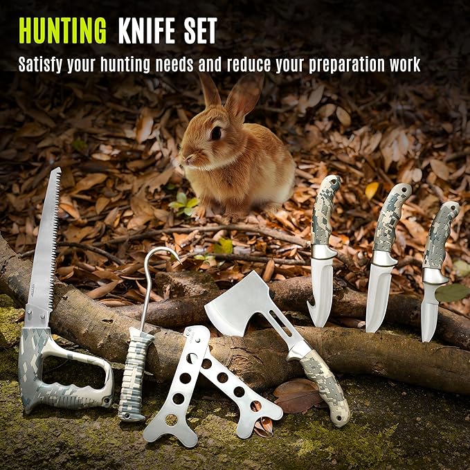 Jellas Professional 13-Piece Hunting Gear Set | Field Dressing & Game Processing Kit | Includes Fixed Blade, Bone Saw, Gut Hook, Boning Knife, Skinning Blade & Heavy-Duty Case