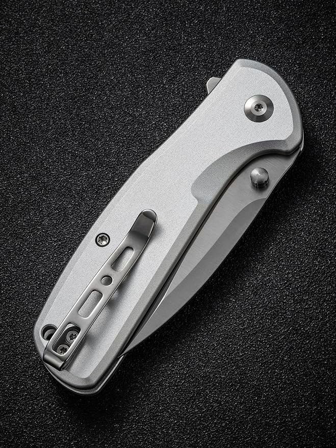 SENCUT ArcBlast Button Lock Knife for EDC, Folding Pocket knife with Aircraft-grade Aluminum Handle and 2.98" 9Cr18MoV Blade, Outdoor Gift for Men and Women S22043B-2 (Silver)