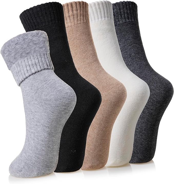 Velice Winter Warm Thermal Socks for Women Extra Thick Insulated Heated Crew Boot Socks for Cold Weather 5 Pairs