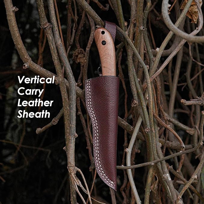 Bushcraft Knife Full Tang, 9-Inch High Carbon Steel Fixed Blade Knife With Sheath, Outdoor Scandi Knife, Tactical, Camping Survival For Hunting, Carving & Hiking