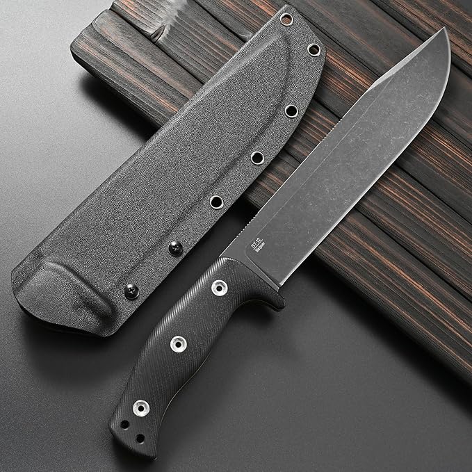 Sitivien ST12 Plus Fixed Blade Knife Sleipner Brushed Steel Blade G10 Handle Full Tang EDC Straight Knife for Camping Hunting Fishing(Black)