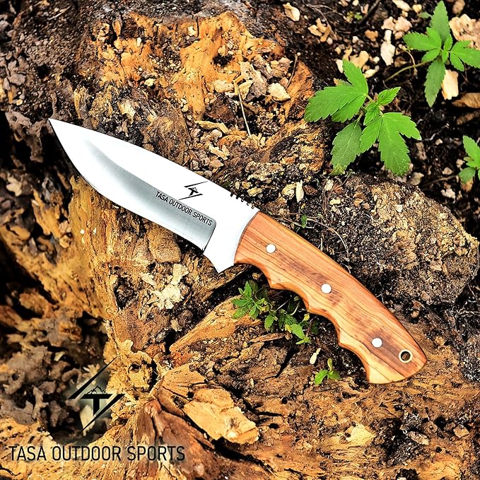 Fixed Blade Knife – Handmade 9" Skinner Hunting Knife For Men With Olive Wood Handle, 1095c Steel Full Tang Bushcraft Knife With Sheath, For Camping, Survival and Outdoor Use