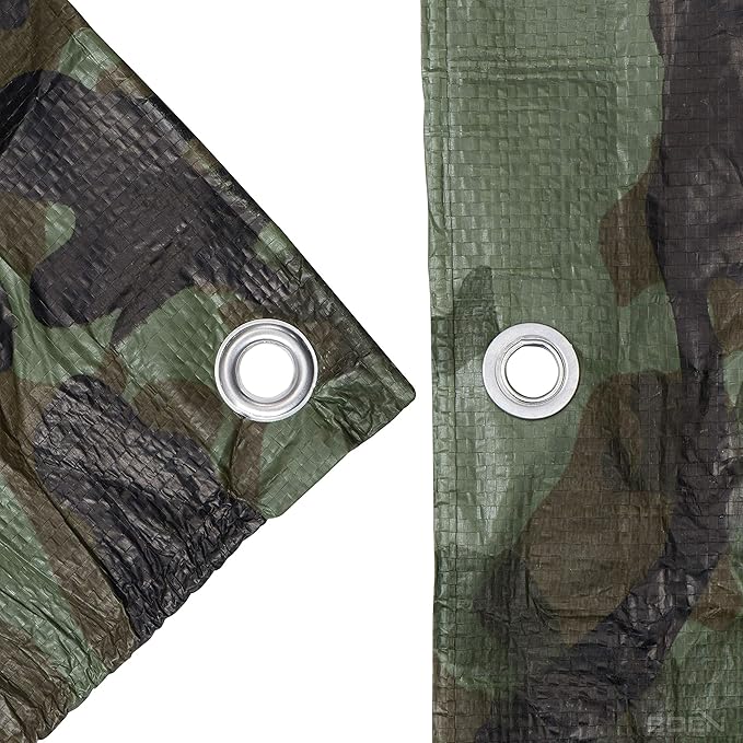 Heavy Duty Tarp Waterproof Large Cover | Camo, 10' x 12' 6 Mil Thick | Rip Proof Tarps | Thick Weave Material, UV Resistant Great for Tarpaulin Canopy Tent, Boat, RV or Pool Cover