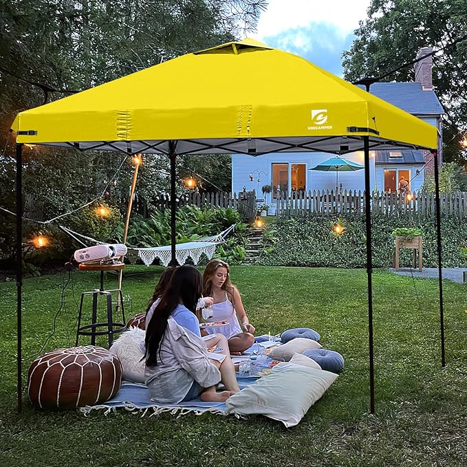 10x10 Pop Up Canopy Replacement Top Cover with Air Vent for Straight Leg Canopy Tent, Waterproof for Outdoor Garden Patio Camping Sun Shade(Top Only) (Yellow, 1)