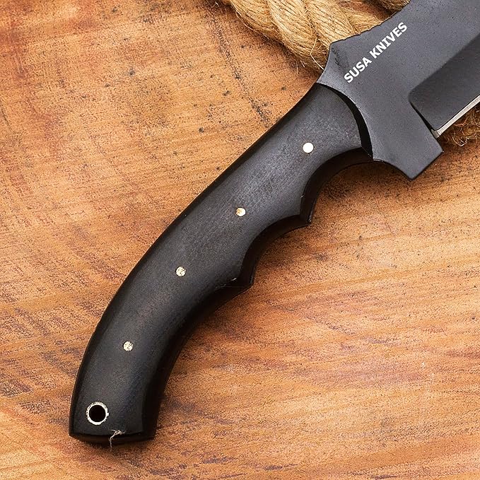 Handmade D2 Steel Tracker Knife - Survival - Camping Knife Tactical Hunting Knife with Sheath Horizontal Carry Fixed Blade (BLACK TRACKER)